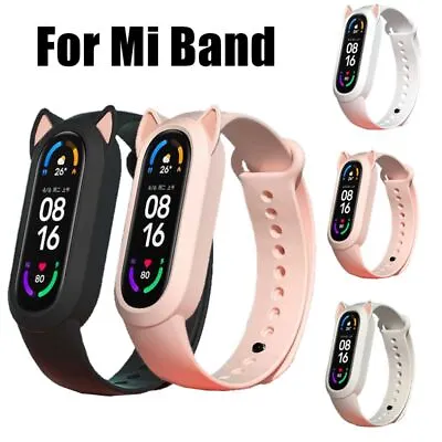 Cat Ear Silicone Strap Replacement Bracelet For Xiaomi Mi Band 6 5 4 3 • $14.54