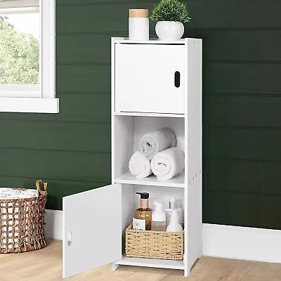 Waterproof Bathroom Cabinet Rack Free Standing White Floor Storage Unit Cupboard • £20.99