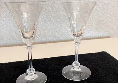 $9.99 • Buy Vintage Antique Crystal Glasses Etched Port, Sherry Glass Set Of 2