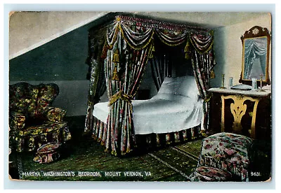 C1910 Martha Washington's Bedroom Mount Vernon Virginia VA Unposted Postcard • $6.47