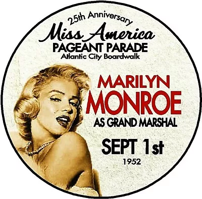 MARILYN MONROE 1952 Atlantic City NJ MISS AMERICA PARADE 3  Pin Back Button  • $9.95