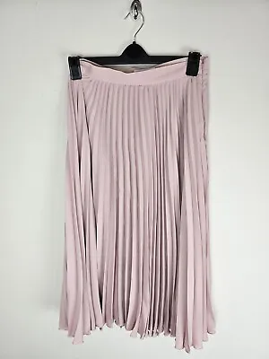 Closet London Pleated Midi Skirt In Mink Pink Size 10 RRP £55 • $34.85