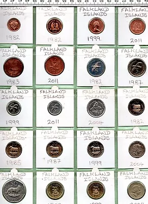 1980-2011 Job Lot Of Twenty (20) Genuine Mixed Falkland Island Coins (cn-869) • £30