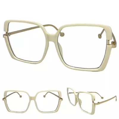 Women Classic Vintage Retro Style Clear Lens EYE GLASSES Square Cream Gold Frame • $14.99