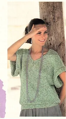 Knitting Pattern Women's Ladies Cotton Top Sweater  Sizes 32 38 Inch Easy Knit • £1.75