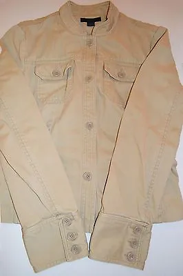 Express Jacket  Womens Medium Khaki Safari Cotton Stand Up Collar Military • $16.99