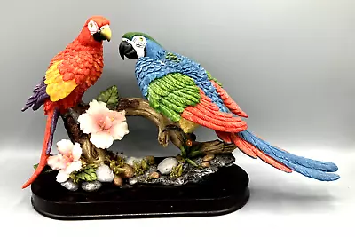 Montefiori Collection Pair Of Colorful Parrots Figures On A Branch • $45.50