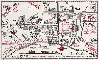 1927 University Of Wisconsin Madison Campus Map Women Students Ann Emery Hall • $13.95