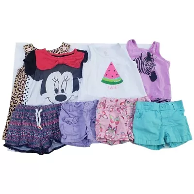 Girls 2T Summer Clothes Lot Of 8 Purple White Shirt Shorts Dress Outfit Toddler • $9.91