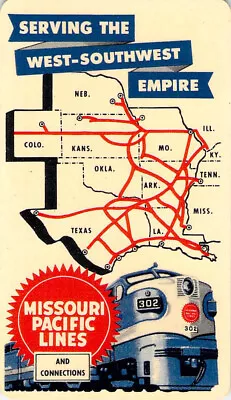Missouri Pacific Lines 1952 Railroad Rr Ry Rwy Railway Locomotive Route Map • $10