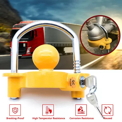 $19.98 • Buy Trailer Parts Coupling Lock Universal Hitch Tow Ball 2 Keys Caravan Antitheft