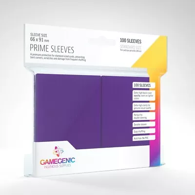 100 Gamegenic Prime Card Sleeves Deck Protectors Standard Purple 66mm X 91mm • $11.75