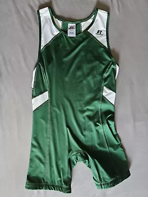 Russell Athletic Men Wrestling Sprinter Singlet Suit Medium Dark Green/White • $15