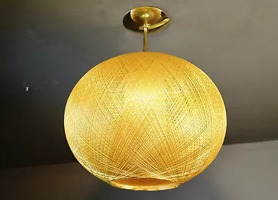 Mid Century Retro Modern Spun Tan Fiberglass Globe Light Chandelier - 16” • $239.99