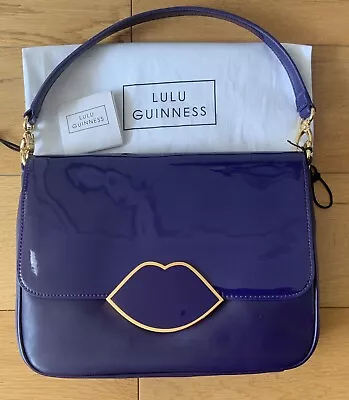 £70 • Buy Lulu Guinness Lge Annabelle Smooth/Patent Leather Shoulder Bag Indigo In Dustbag