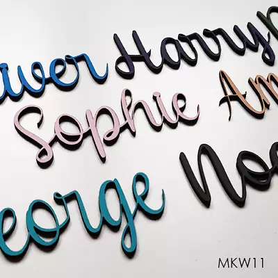 Personalised  Wooden Script Name Plaque Sign Mdf  Letters Painted/unpainted • £1.50