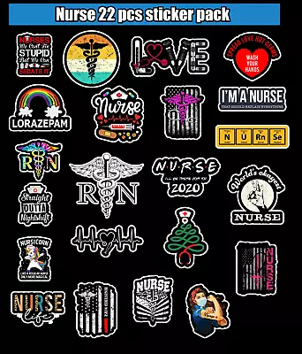 Nurse 17 Pcs Sticker Pack Vinyl Stickers Waterproof Laminated • $13.99