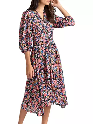 Shoshanna Women's Size 6 Santana Printed Puff Sleeve Floral Midi Dress • $89