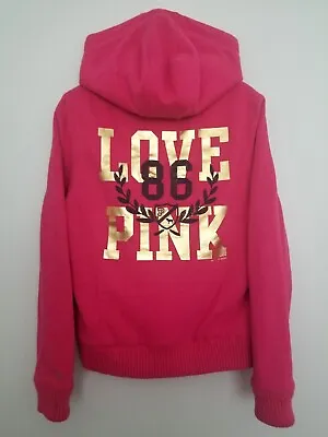 Victoria's Secret Pink Faux Fur Sherpa Lined Hoodie Full Zip W/Pocket Sz S  • $34.98