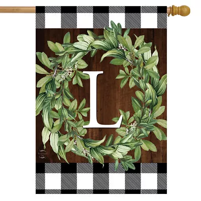 Wreath Monogram L Double-Sided House Flag Everyday 28  X 40  Briarwood Lane • $18.99