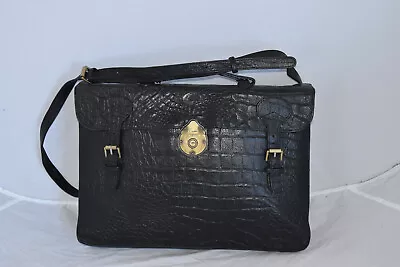 Mulberry Black Leather Satchel Briefcase Document Holdall Shoulder Bag Unisex • £725