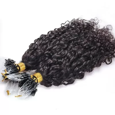 Loose Curly Micro Loop Human Hair Extension Brazilian Microlink Hair 100g 100pcs • $75.33