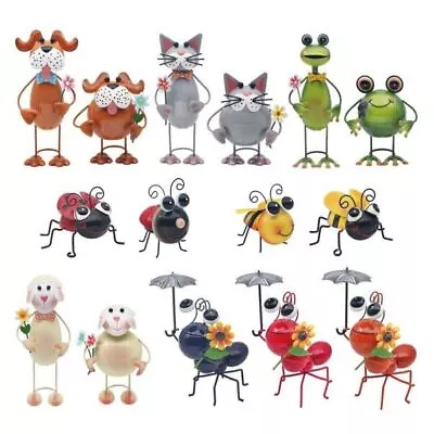 Bright Eyes Garden Animal Metal Decor Patio Lawn Multicoloured Ornament Statues • £12.25