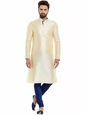 Indian Traditional Clothing Men Kurta Cream Color Tunic Size Loose Fit XS-7XL • £34.21