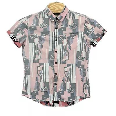 7 Diamonds Medium Pink Pineapple Short Sleeve Button Up Men's Shirt • $19.99