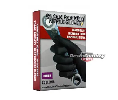 Black Rocket Nitrile Disposable Protective Gloves MEDIUM 20pk • $6.95
