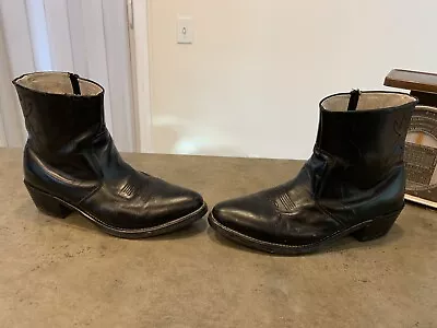 Mens Size 10W Laredo Long Haul Ankle Zipper Boots Western Cowboy Black • $39