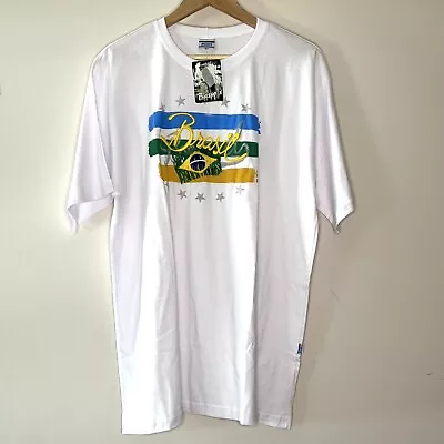 NWT Basso’s ‘Brasil’ Brazil T-Shirt GG / Large Embroidered White  • $19.99