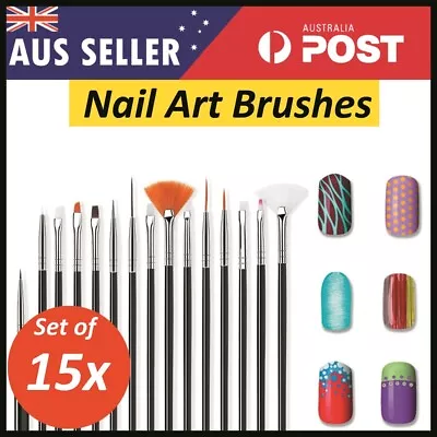 Nail Art Design 15pcs Brushes Set Dotting Painting Drawing Polish Pen Tool Kit • $5.20