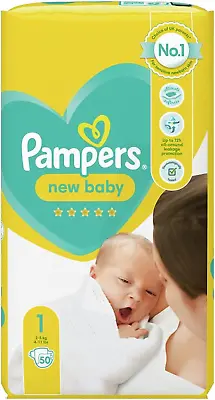 Pampers New Baby Size 1 2-5Kg 50 Nappies In Pack • £11.99