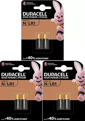 NEW 6 X DURACELL LR1 E90 N GP910A M9100 1.5V Alkaline Batteries Long Expiry • £6.52