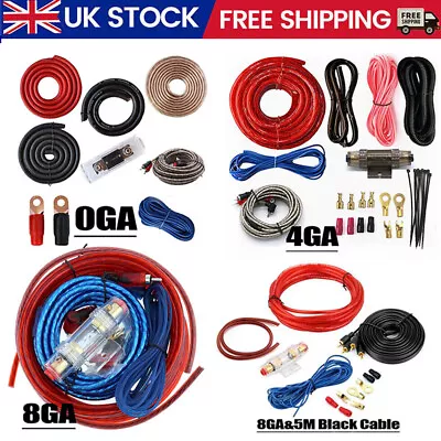0/4/8 Gauge Car Power Amplifier Wiring Kit Audio Subwoofer AMP RCA Power Cable • £8.27