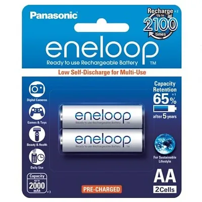 Panasonic Eneloop Rechargeable AA Batteries 2 Pack (2 PK) • $14.85