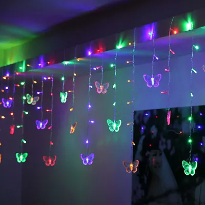 $9.49 • Buy Christmas 95 Butterfly LED String Curtain Light Colorful Wedding Room Decor Lamp