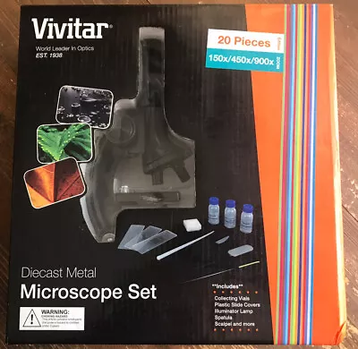 Vivitar Diecast Metal 20 Piece Microscope Set 150x/450x/900x Zoom • $19.99