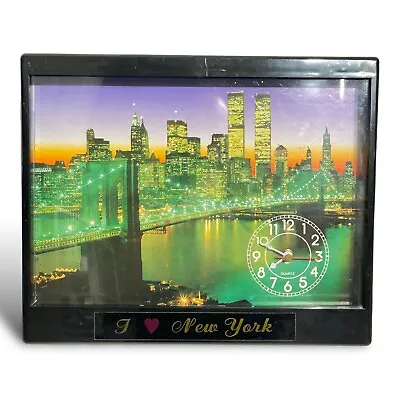 Vintage New York City Fiber Optic Light Clock 1990s Twin Towers Brooklyn Bridge • $69.99