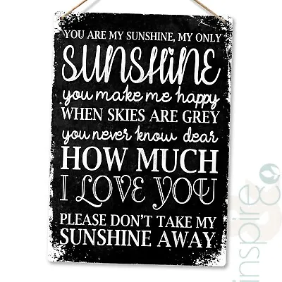 £6.85 • Buy You Are My Sunshine V2 Black - Metal Wall Plaque - Cute Family Idea Gift Home