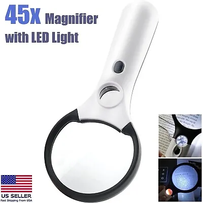 3 LED Light 45X Handheld Magnifier Reading Magnifying Glass Lens Jewelry Loupe • $6.85