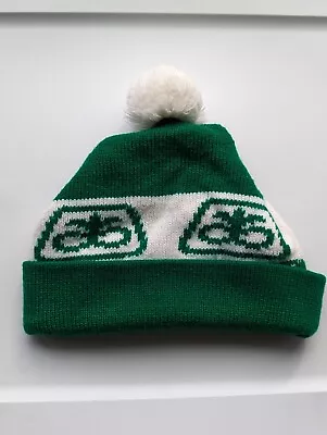 Vintage Pioneer Seed Stocking Cap Knit Winter Hat Green And White • $14.75