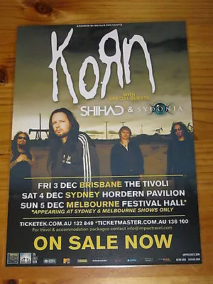 KORN - SHIHAD - 2010 Australia Tour - Laminated Promotional Poster • $15.95