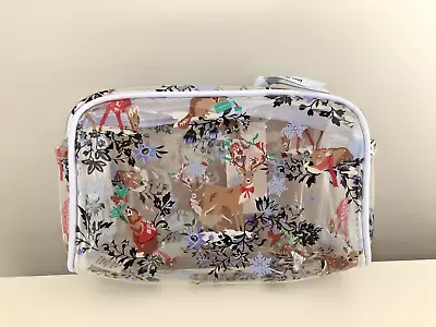 Vera Bradley Clear Cosmetic Makeup Bag MERRY MISCHIEF SNOW DAY Forest Animals • $39.99