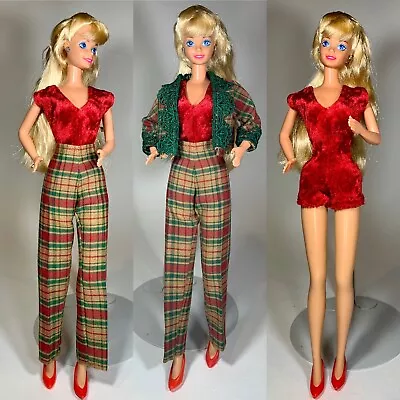 OOAK  Fashion Doll Clothes 70s Vibe Bodysuit Jacket Pants Shoes. No Doll. • $11.99