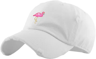 $18.99 • Buy Pink Flamingo Vintage Adjustable White Distressed Hat By KB Ethos 