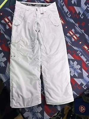 Oakley Waterproof Insulated Snow Ski Snowboard Pants Medium Men’s XL White Vtg • $89.99