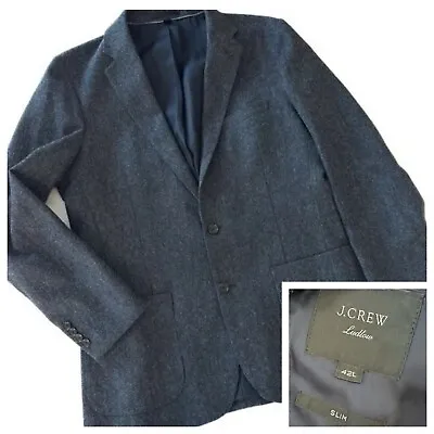 J.Crew Ludlow Herringbone Moon Tweed Wool Slim Fit Blazer Jacket Mens 42 Long • $109.99