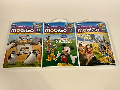 Lot Of  3 Vtech MobiGo Games-Disney Mickey Princess Madagascar Tested • $24.71